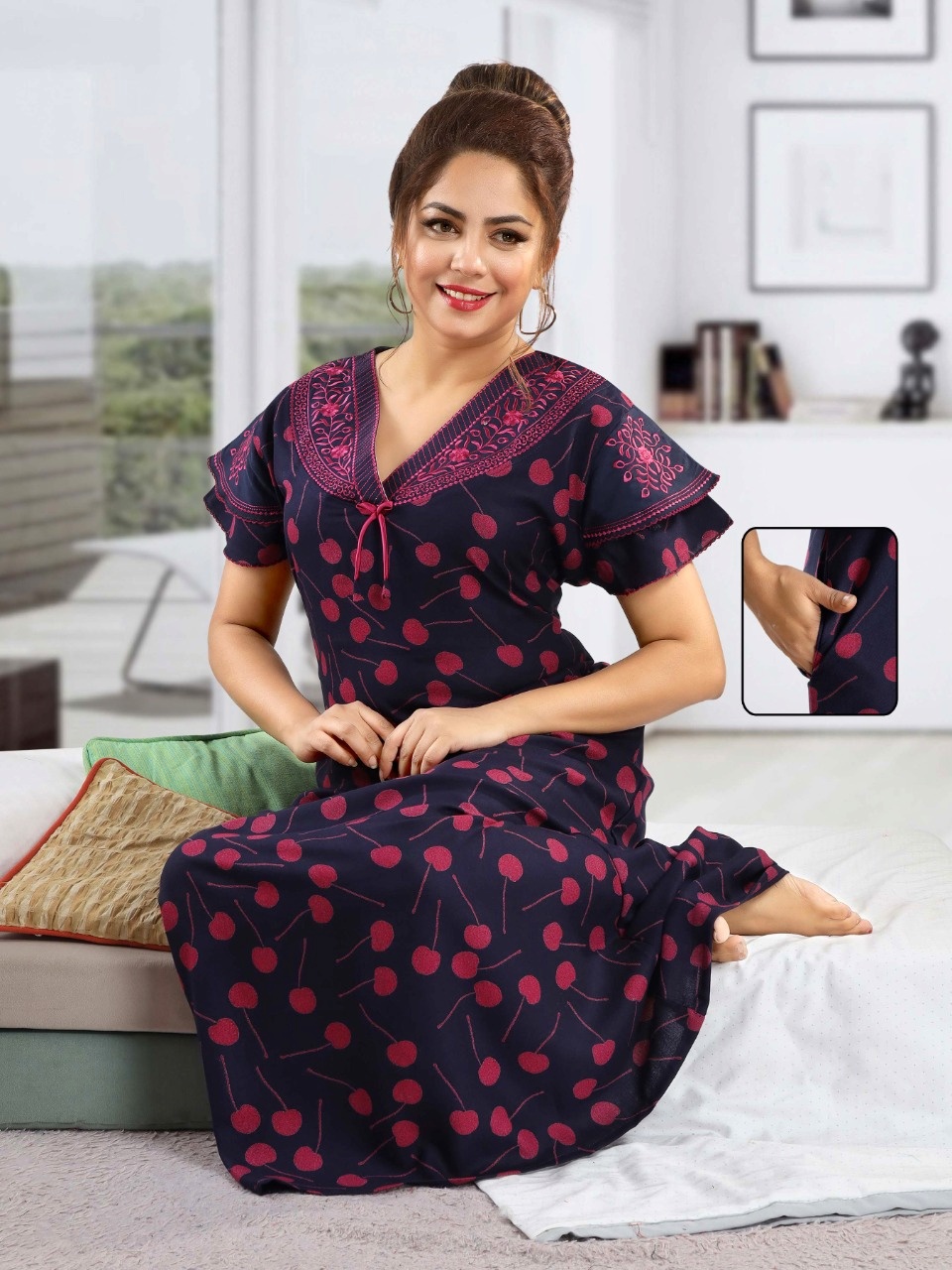 Double sleeves gown Fabric Alfine